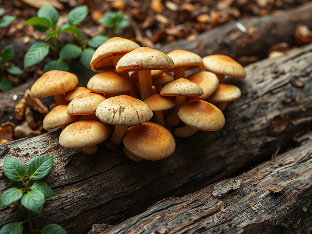 Shiitake mushroom farming on logs or sheltered blocks